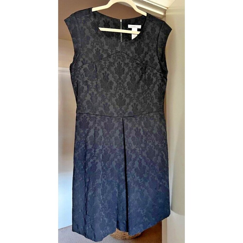 Laundry by Design Women's Black Dress Damask Embroidery Size 10 Designer LBD